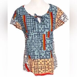 Gramicci Geometric Blue and Orange Women's Blouse